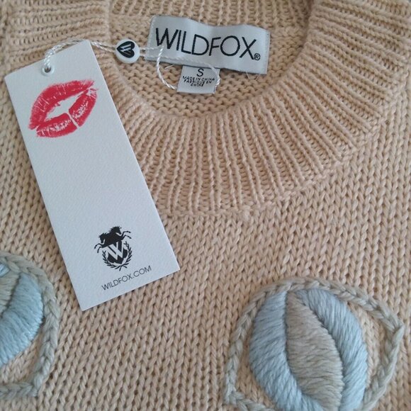 WILDFOX Whiskers "Carine" Kitty Cat Distressed Boho Pullover Sweater, si… - Picture 12 of 14